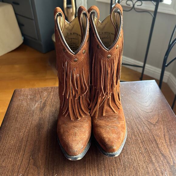 SHYANNE GIRLS' FRINGE SNIP TOE WESTERN BOOTS size 2 brown leather - Picture 2 of 9